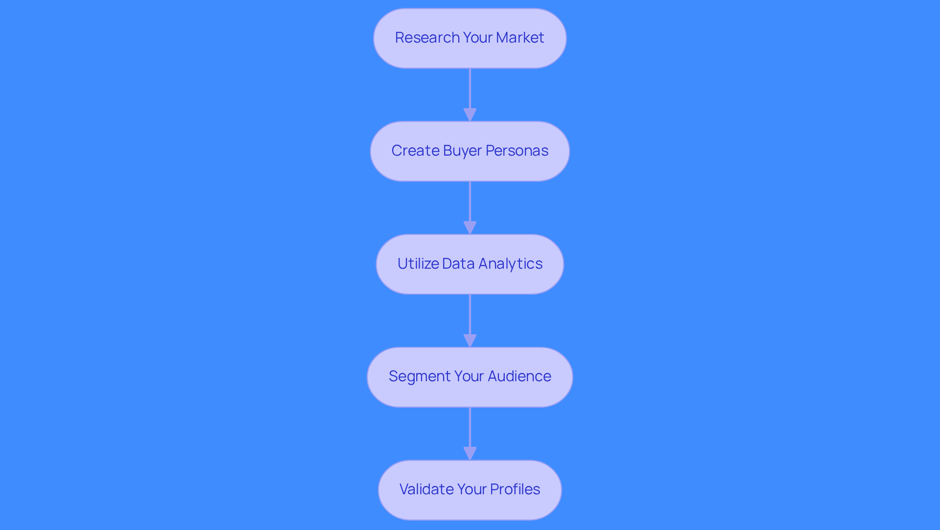Each box represents a step in the process of defining your target audience. Follow the arrows to see how each step builds on the previous one, guiding you through the journey of understanding and targeting your ideal customers.